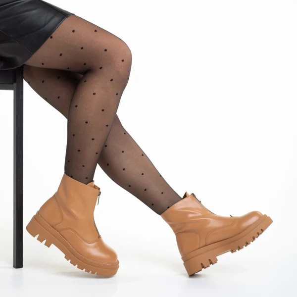 Celestina camel női bokacsizma, műbőrből készült