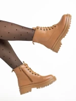 Adora bézs női bokacsizma, műbőrből készült