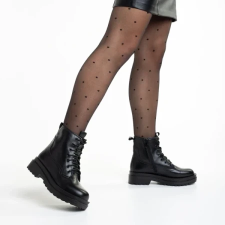 Adora fekete női bokacsizma, műbőrből készült