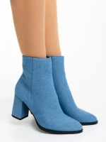 Eleonora kék női bokacsizma textil anyagból