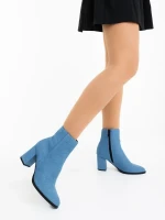 Eleonora kék női bokacsizma textil anyagból