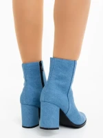 Eleonora kék női bokacsizma textil anyagból