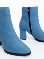 Eleonora kék női bokacsizma textil anyagból