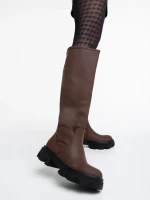 Mukta sötét barna női csizma ökológiai bőrből