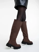 Mukta sötét barna női csizma ökológiai bőrből