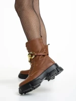 Roiza barna női bakancs, műbőrből készült
