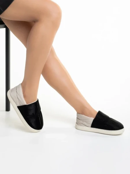 Rogina fekete női papucs, textil anyagból készült