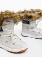 Delyth bézs női csizma ökológiai bőrből és textil anyagból