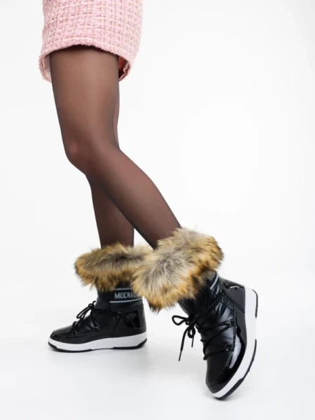 Delyth fekete női csizma ökológiai bőrből és textil anyagból