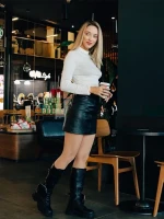 Caraveni fekete női csizma ökológiai bőrből