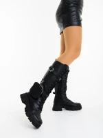 Caraveni fekete női csizma ökológiai bőrből