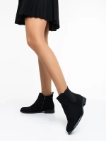 Sauda fekete női bokacsizma textil anyagból