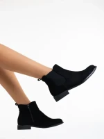 Sauda fekete női bokacsizma textil anyagból