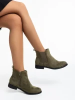 Sauda zöld női bokacsizma textil anyagból