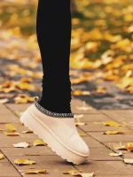 Valtera világos bézs női papucs textil anyagból