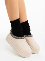 Valtera világos bézs női papucs textil anyagból