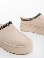 Valtera világos bézs női papucs textil anyagból