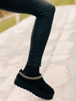 Valtera fekete női papucs textil anyagból