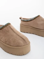 Valtera sötét bézs női papucs textil anyagból