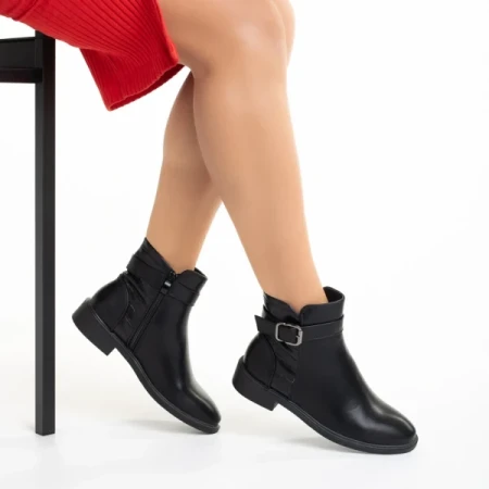 Demiana női fekete bokacsizma  ökológiai bőrből