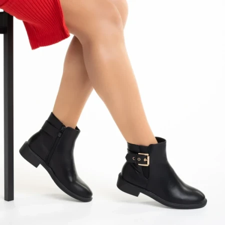 Elliana női fekete bokacsizma ökológiai bőrből