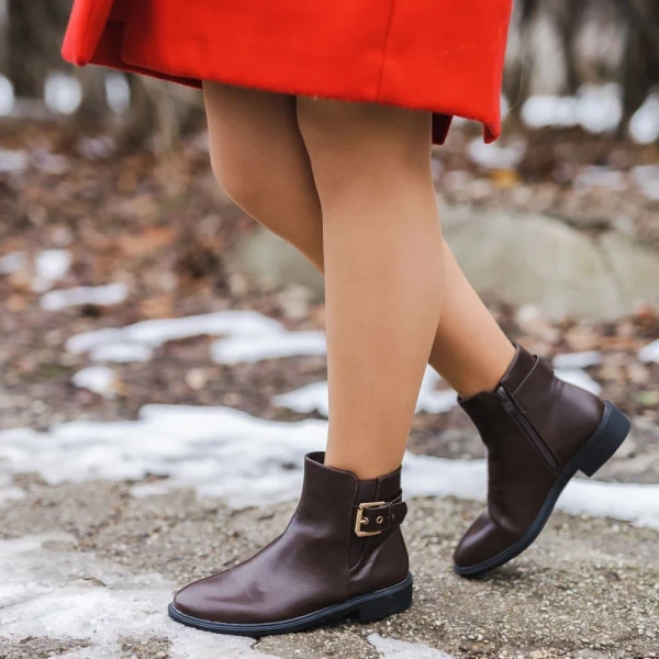 Elliana női barna bokacsizma ökológiai bőrből