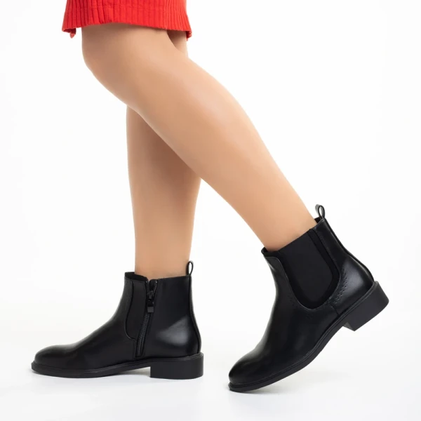 Daviana női fekete bokacsizma ökológiai bőrből