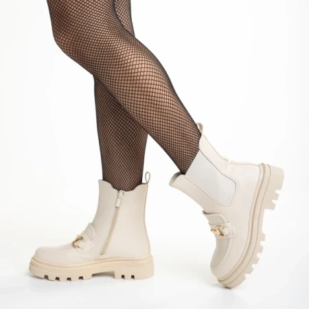 Patrisha bézs női bokacsizma, műbőrből készült