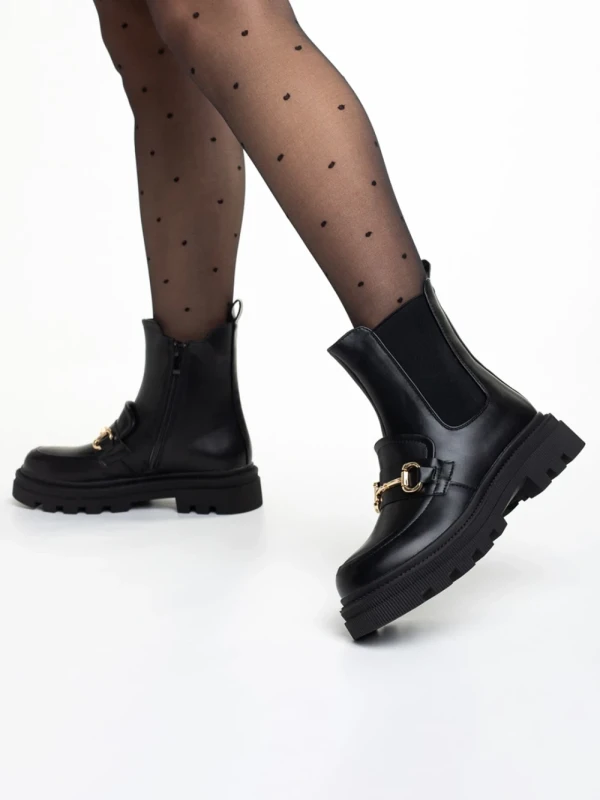 Patrisha fekete női bokacsizma, műbőrből készült