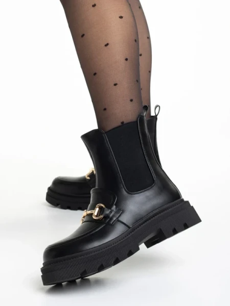 Patrisha fekete női bokacsizma, műbőrből készült