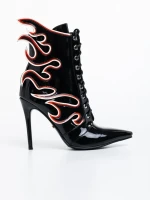 Penda fekete női bokacsizma lakkozott ökológiai bőrből