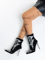 Farrin fekete bokacsizma textil anyagból