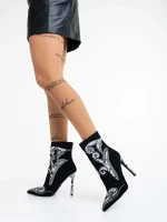 Farrin fekete bokacsizma textil anyagból