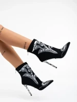 Farrin fekete bokacsizma textil anyagból