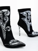 Farrin fekete bokacsizma textil anyagból