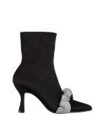 Revonda fekete női bokacsizma, textil anyagból készült