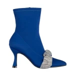 Revonda kék női bokacsizma, textil anyagból készült