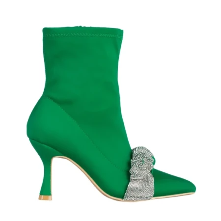 Revonda zöld női bokacsizma, textil anyagból készült