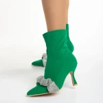 Revonda zöld női bokacsizma, textil anyagból készült