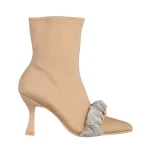 Revonda bézs női bokacsizma, textil anyagból készült