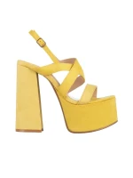 Fabricia sárga női szandál, textil anyagból készült