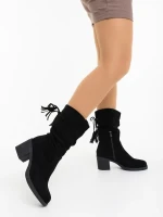 Lumina fekete női csizma textil anyagból