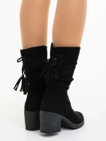 Lumina fekete női csizma textil anyagból