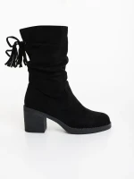 Lumina fekete női csizma textil anyagból