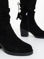 Lumina fekete női csizma textil anyagból