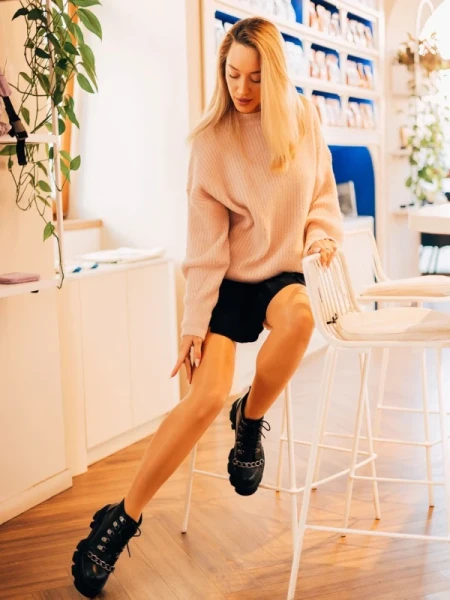 Elinora fekete női bakancs ökológiai bőrből