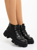 Elinora fekete női bakancs ökológiai bőrből