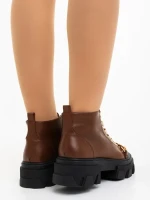 Elinora barna női bakancs ökológiai bőrből