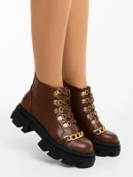 Elinora barna női bakancs ökológiai bőrből