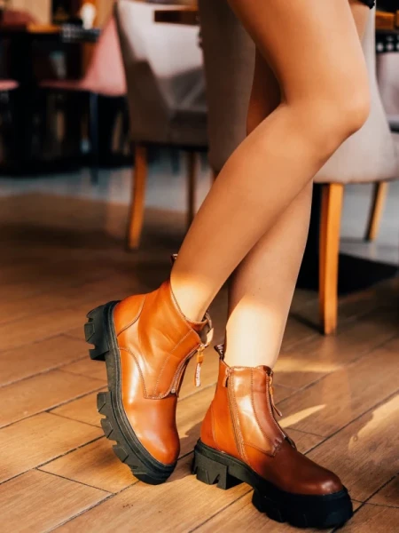 Lunaria barna női bakancs ökológiai bőrből